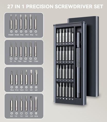 efekol 27 in 1 Small Precision Screwdriver Set - Electronics Torx Repair Tiny Tool Kit[Super Durable],for Ring Doorbell, Laptop, Switch, PS5, Xbox, Macbook, iPhone, Watch, Glasses